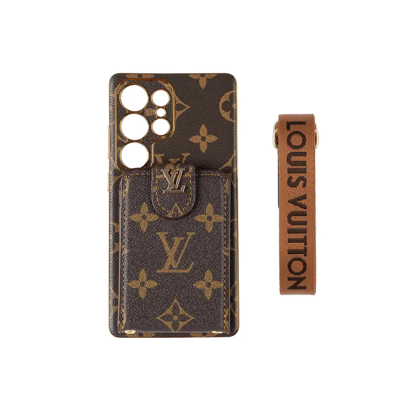 Luxury Monogram Leather Case With Wrist Strap