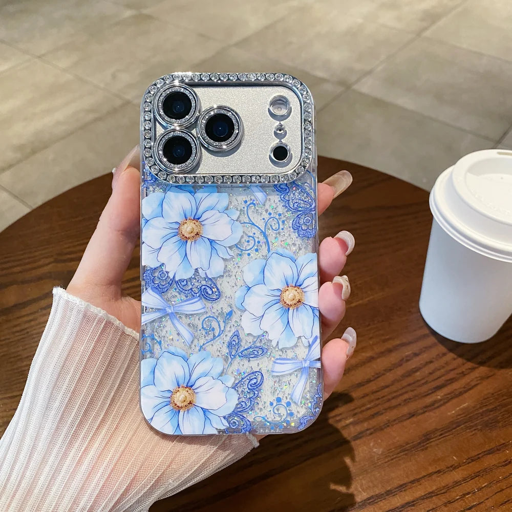 Azure Floral Allure Glam Case