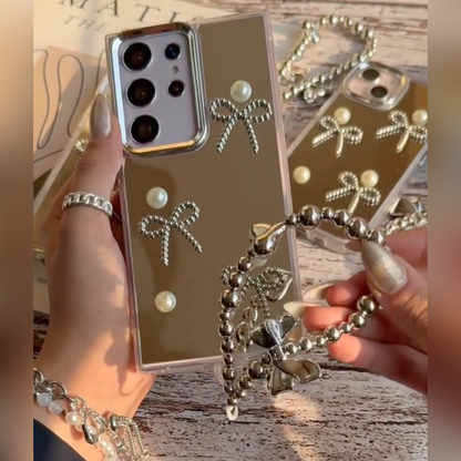 Mirror Pearl Bow Case - Samsung