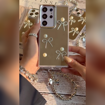 Mirror Pearl Bow Case - Samsung