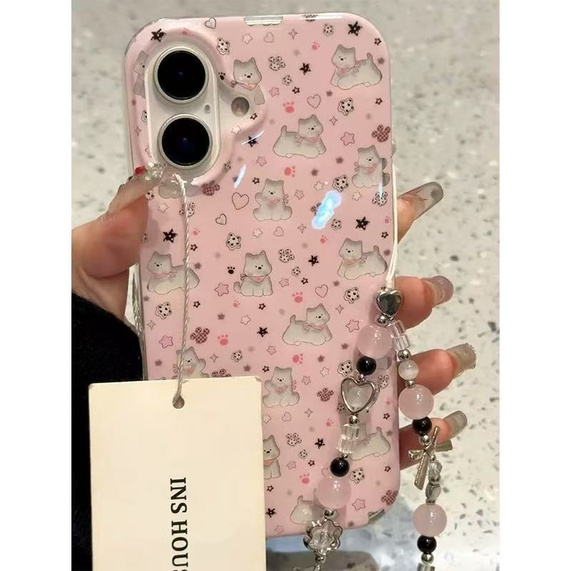 Cute Puppy Case with Stylish Beaded Strap