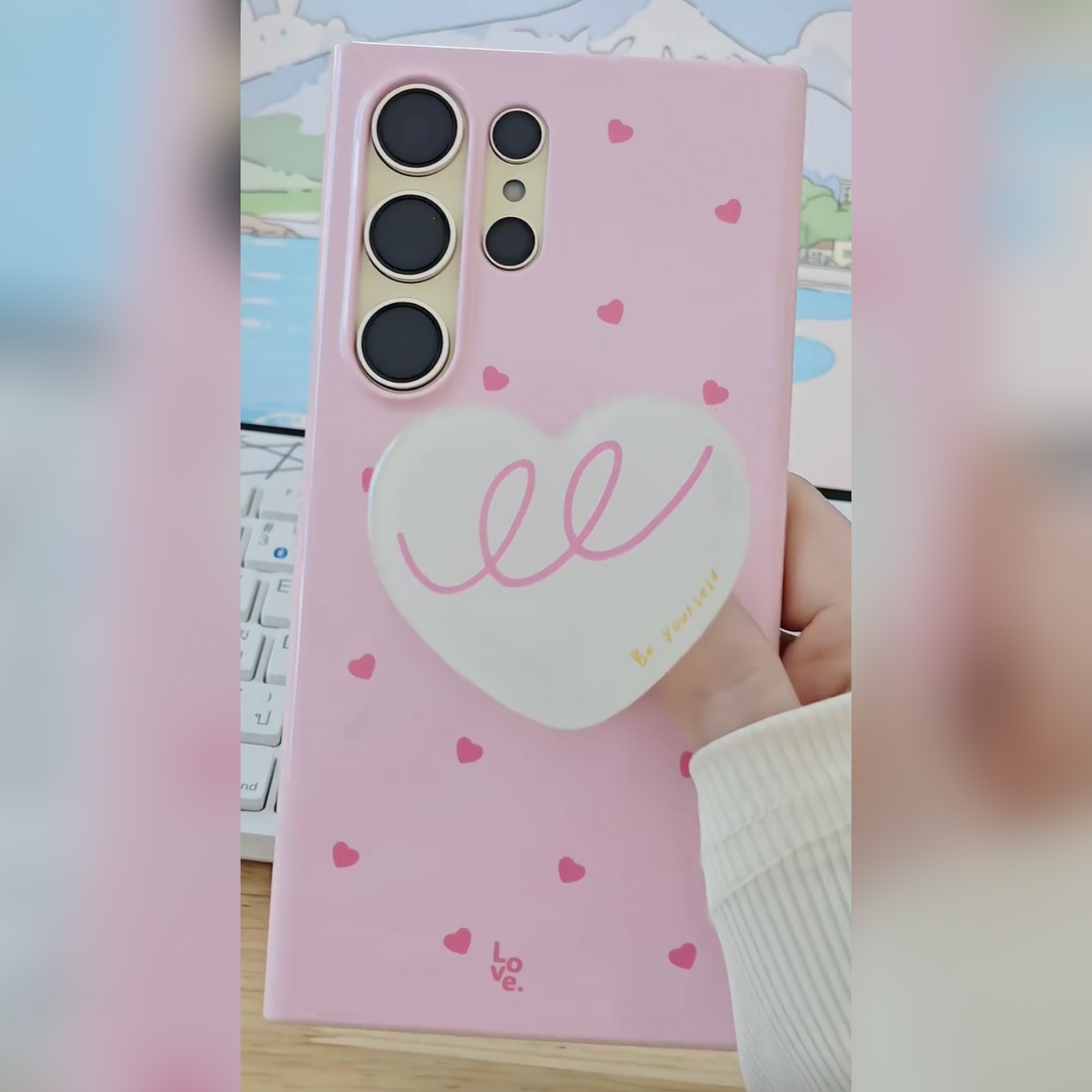 Pastel Love Heart Grip Case - Samsung