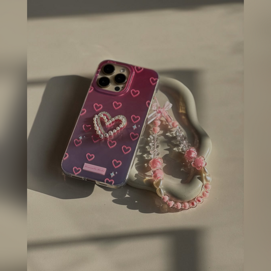 Romantic 3D Pearl Heart Phone Case