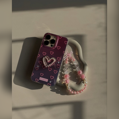 Romantic 3D Pearl Heart Phone Case