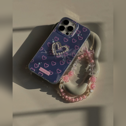 Romantic 3D Pearl Heart Phone Case