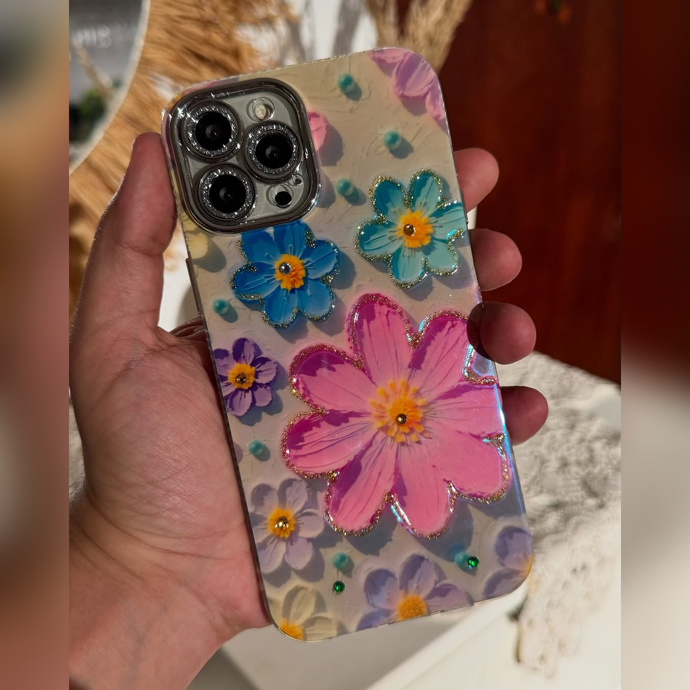 Shimmering Blooms Floral Phone Case