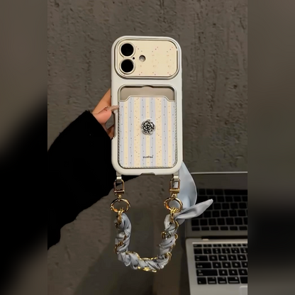 Trendy Stripe Phone Case with Chain Strap