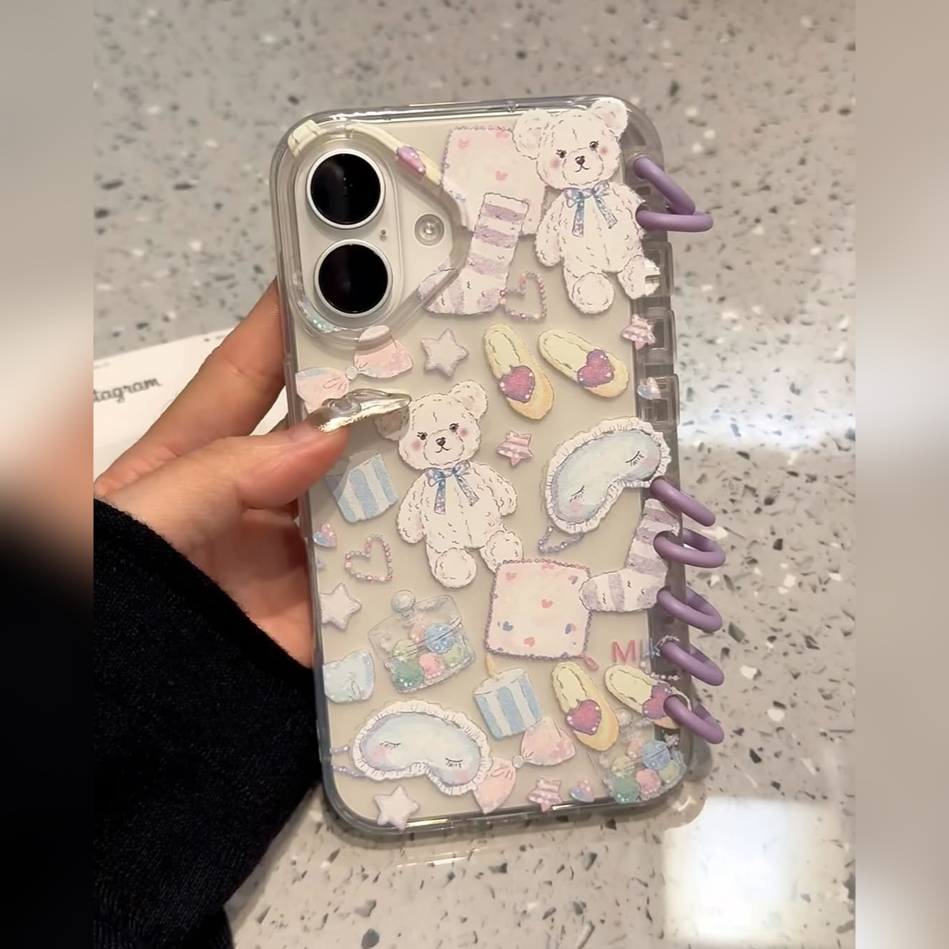 Kawaii Teddy Bear Notebook Phone Case