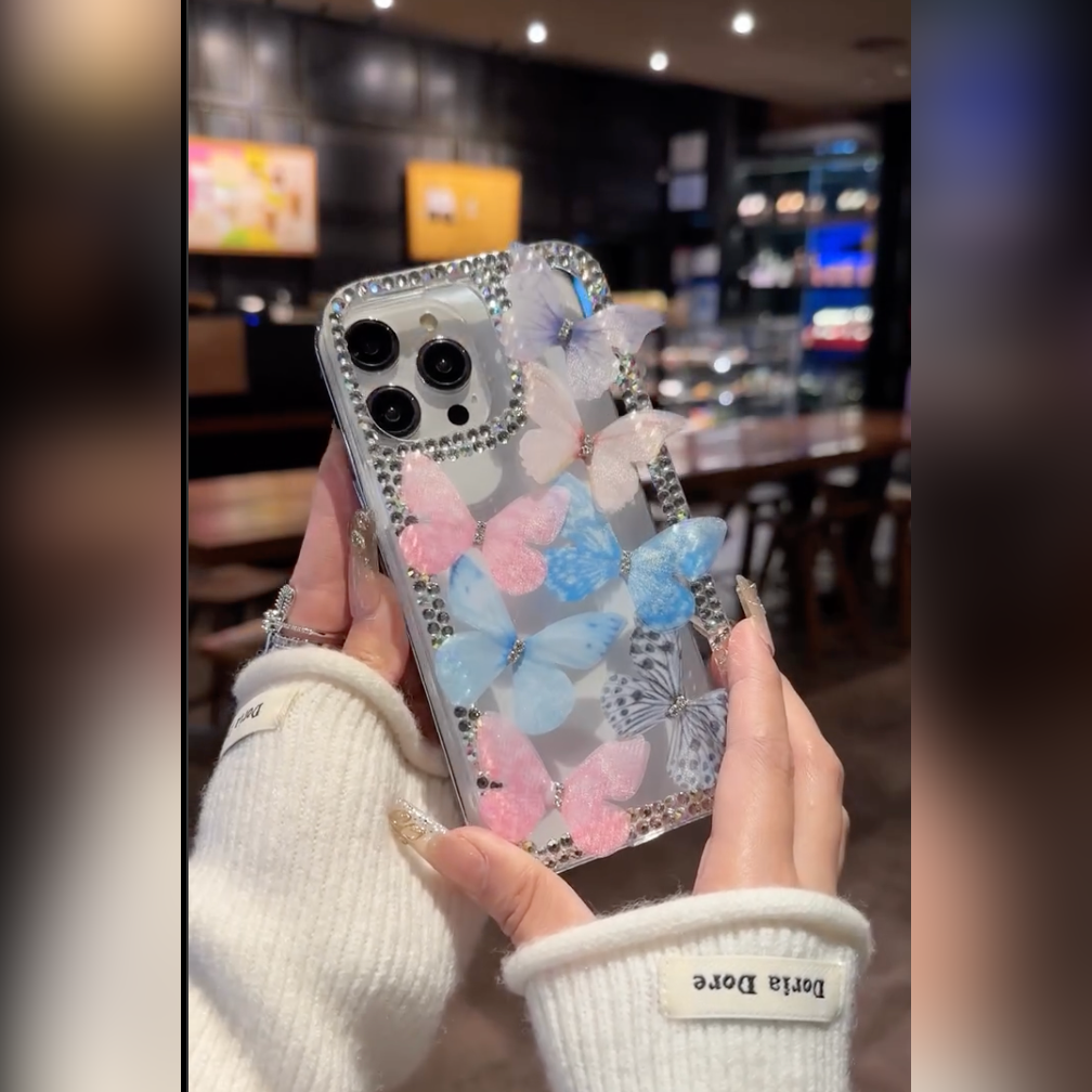 Elegant 3D Butterfly with stone Accents Case