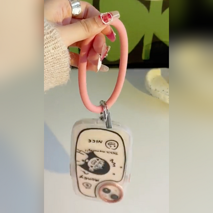 Quirky Cartoon Charm Case with Wrist Strap