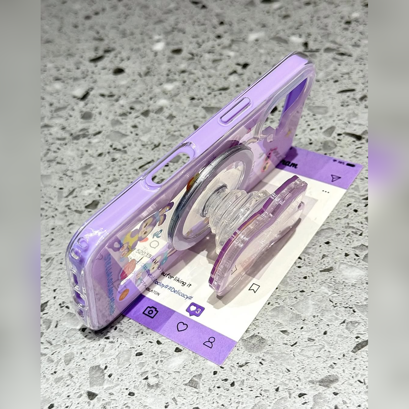 Cute Pop Stand  Case with Adjustable Grip