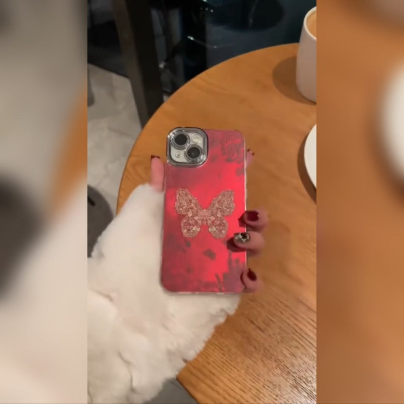 Elegant Lace Butterfly Glitter Phone Case