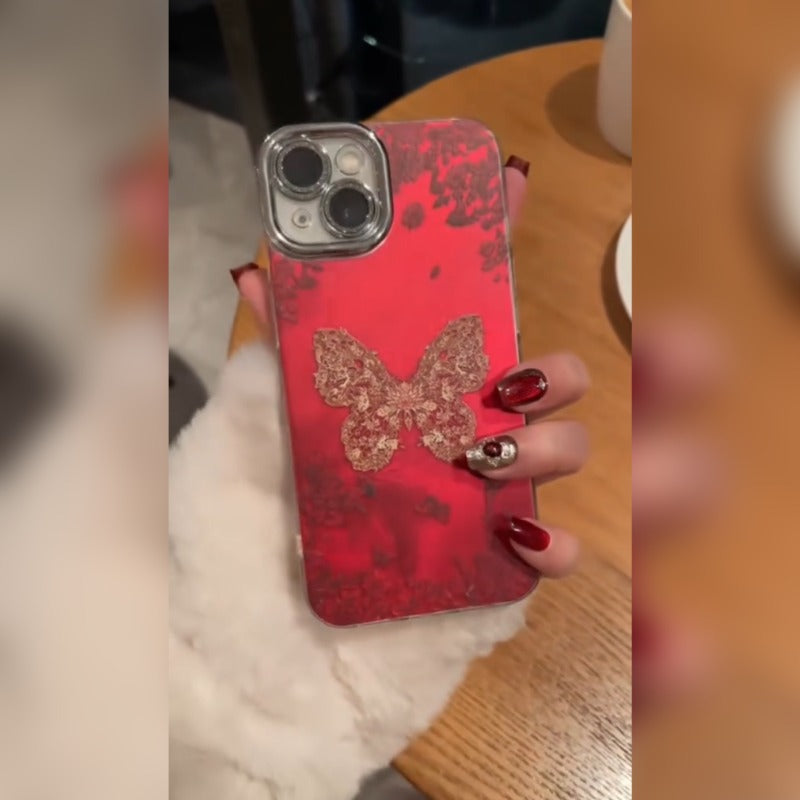 Elegant Lace Butterfly Glitter Phone Case