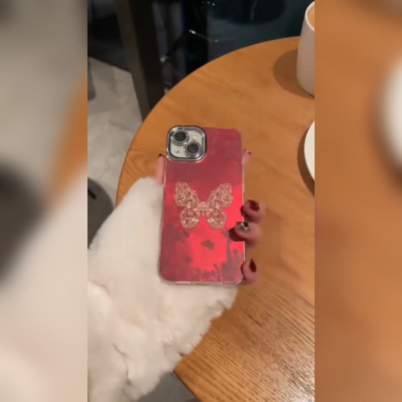 Elegant Lace Butterfly Glitter Phone Case