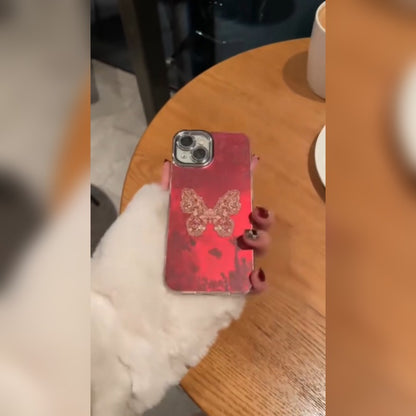 Elegant Lace Butterfly Glitter Phone Case