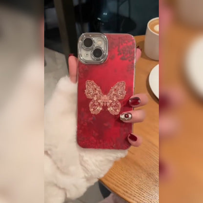 Elegant Lace Butterfly Glitter Phone Case