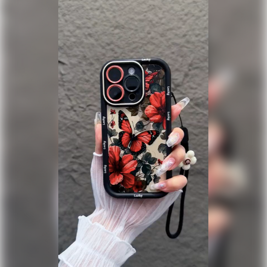 Crimson Butterfly Blossom Case