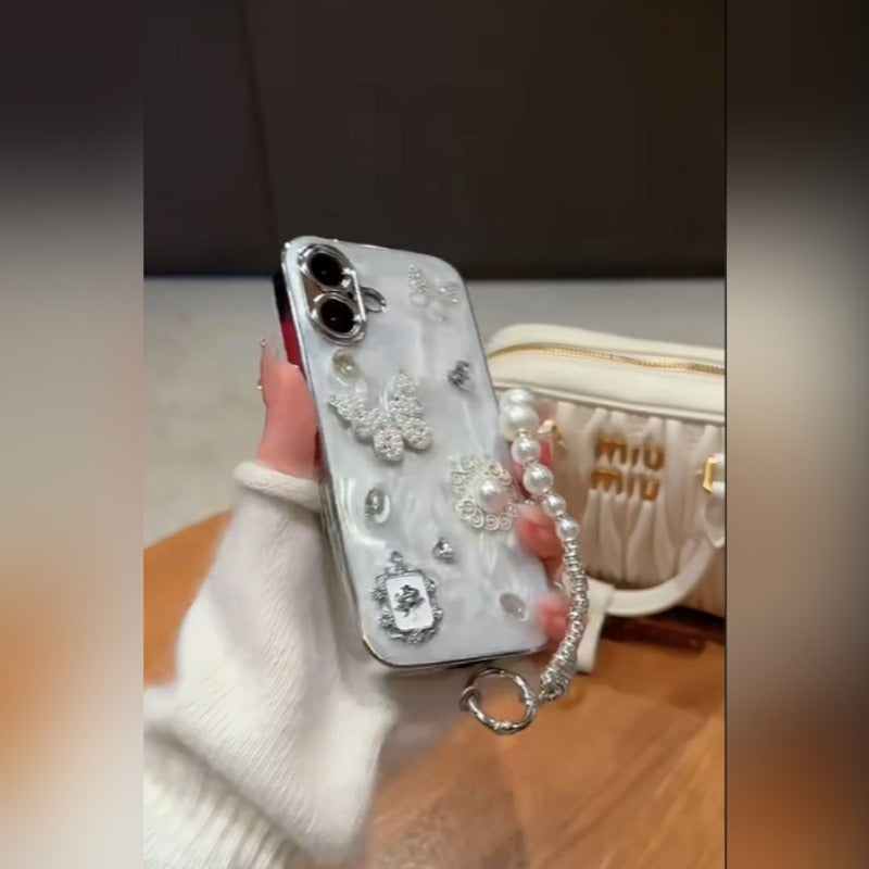 Luxe Butterfly Pearl Charm  Case