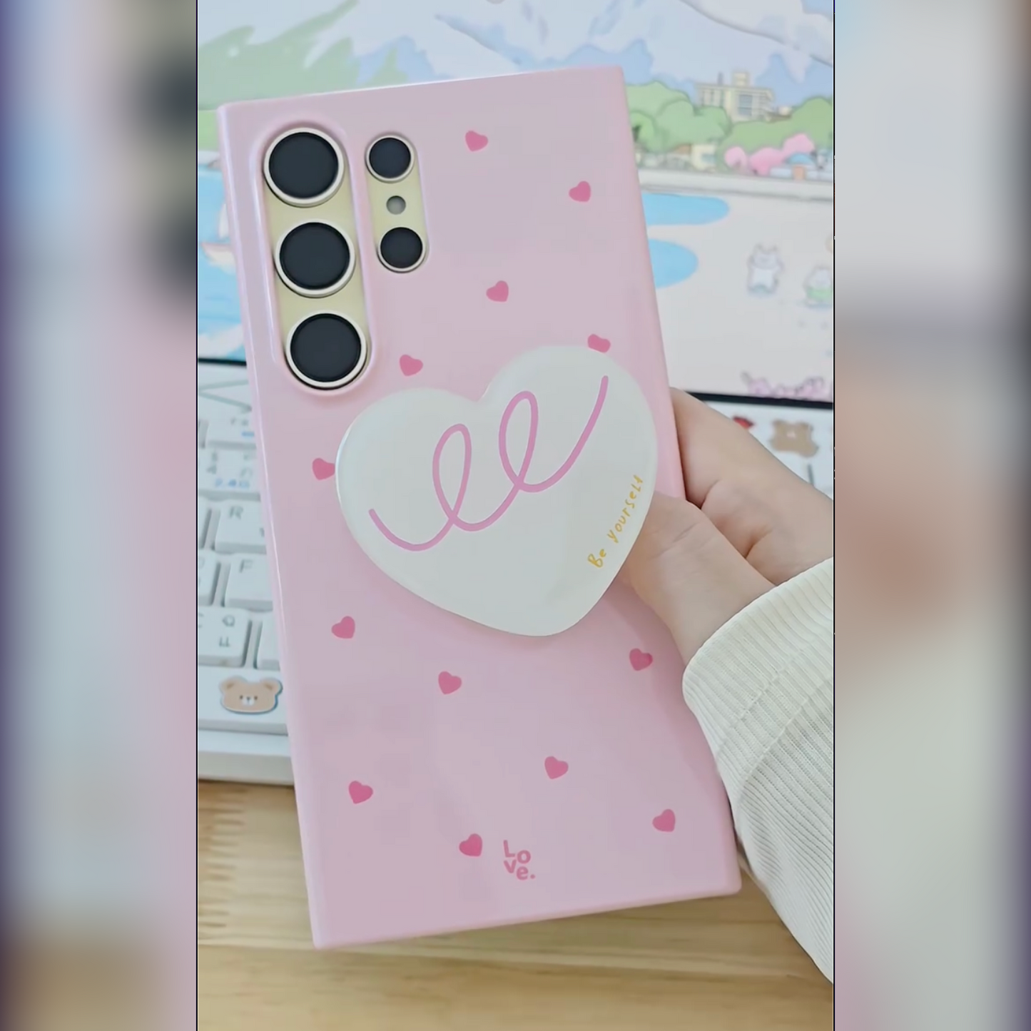 Pastel Love Heart Grip Case - Samsung