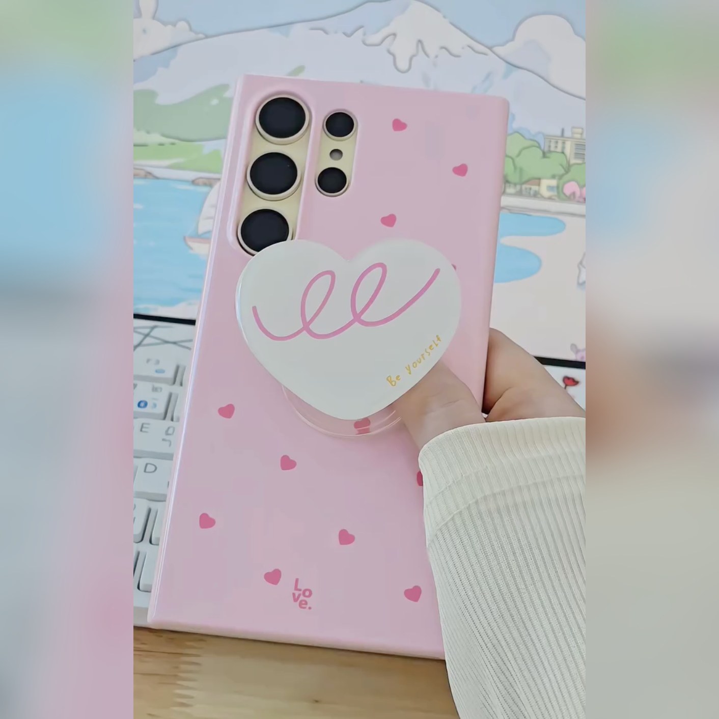 Pastel Love Heart Grip Case - Samsung