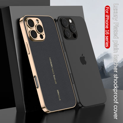 Exotic Plating Plain Leather Case - iPhone