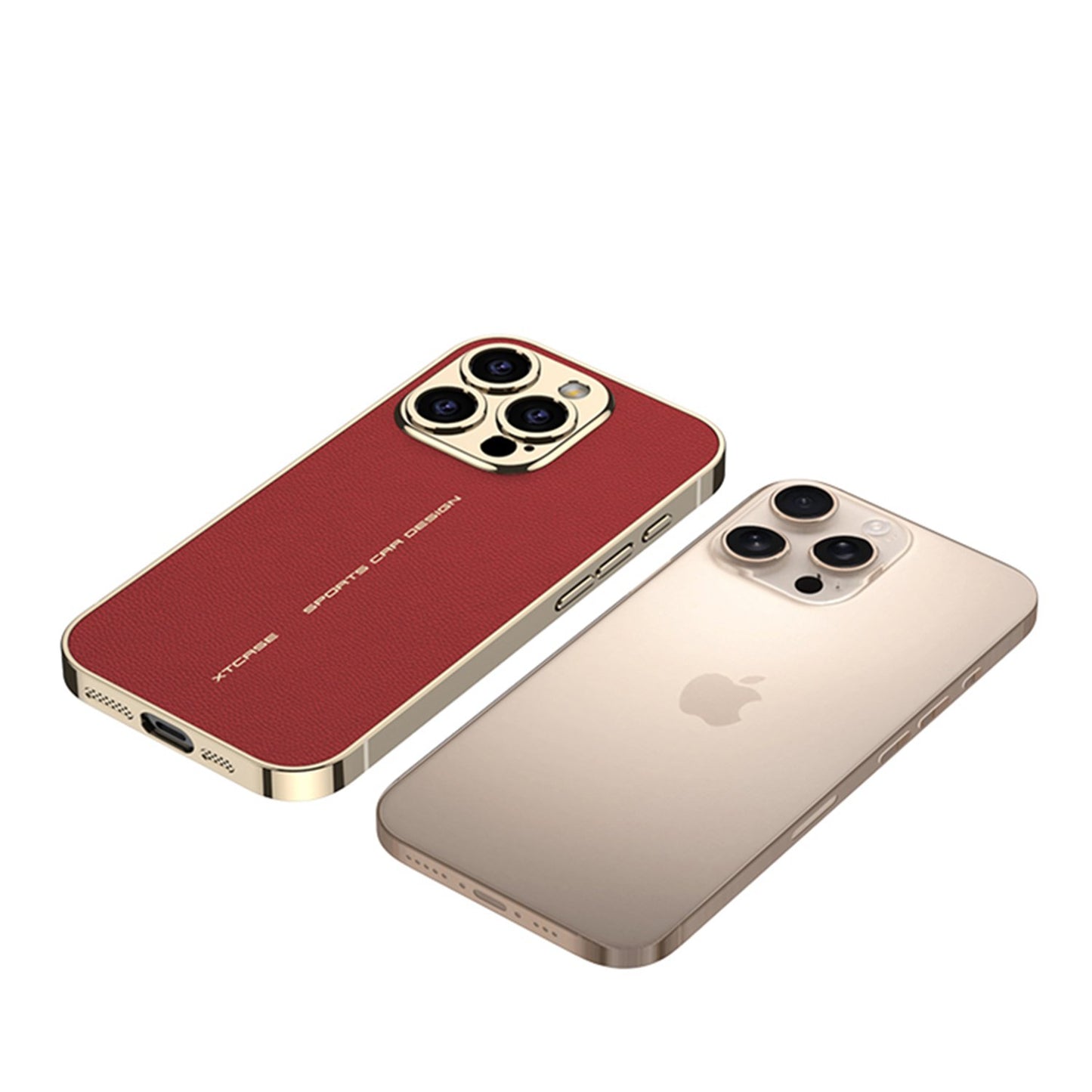 Exotic Plating Plain Leather Case - iPhone