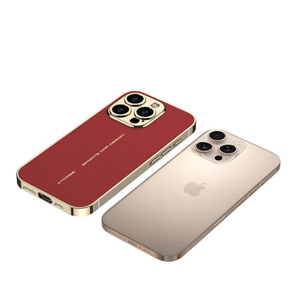 Exotic Plating Plain Leather Case - iPhone
