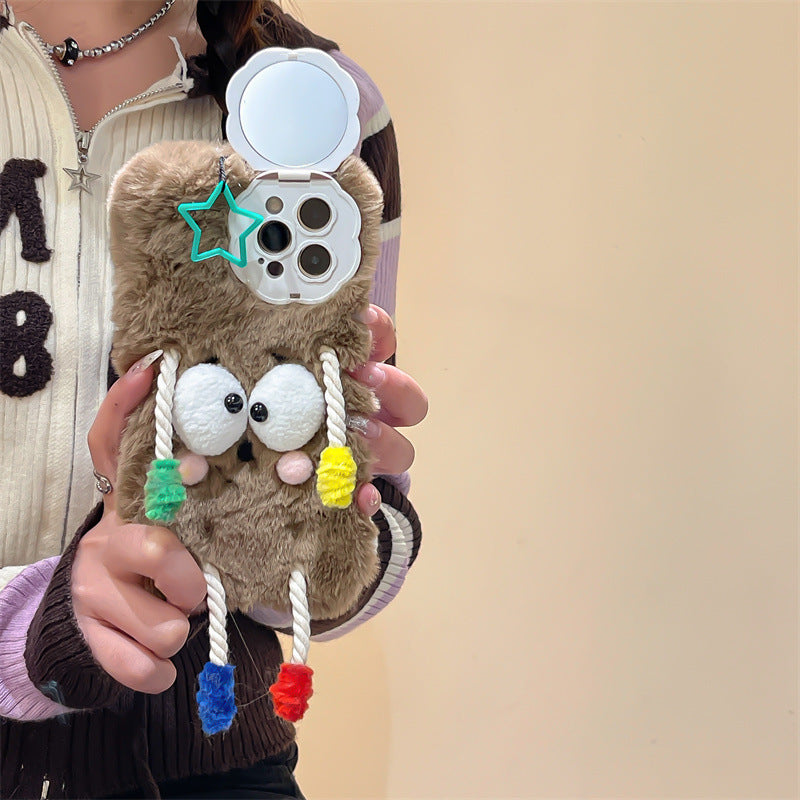 Fuzzy Buddy Plush Case with Mirror