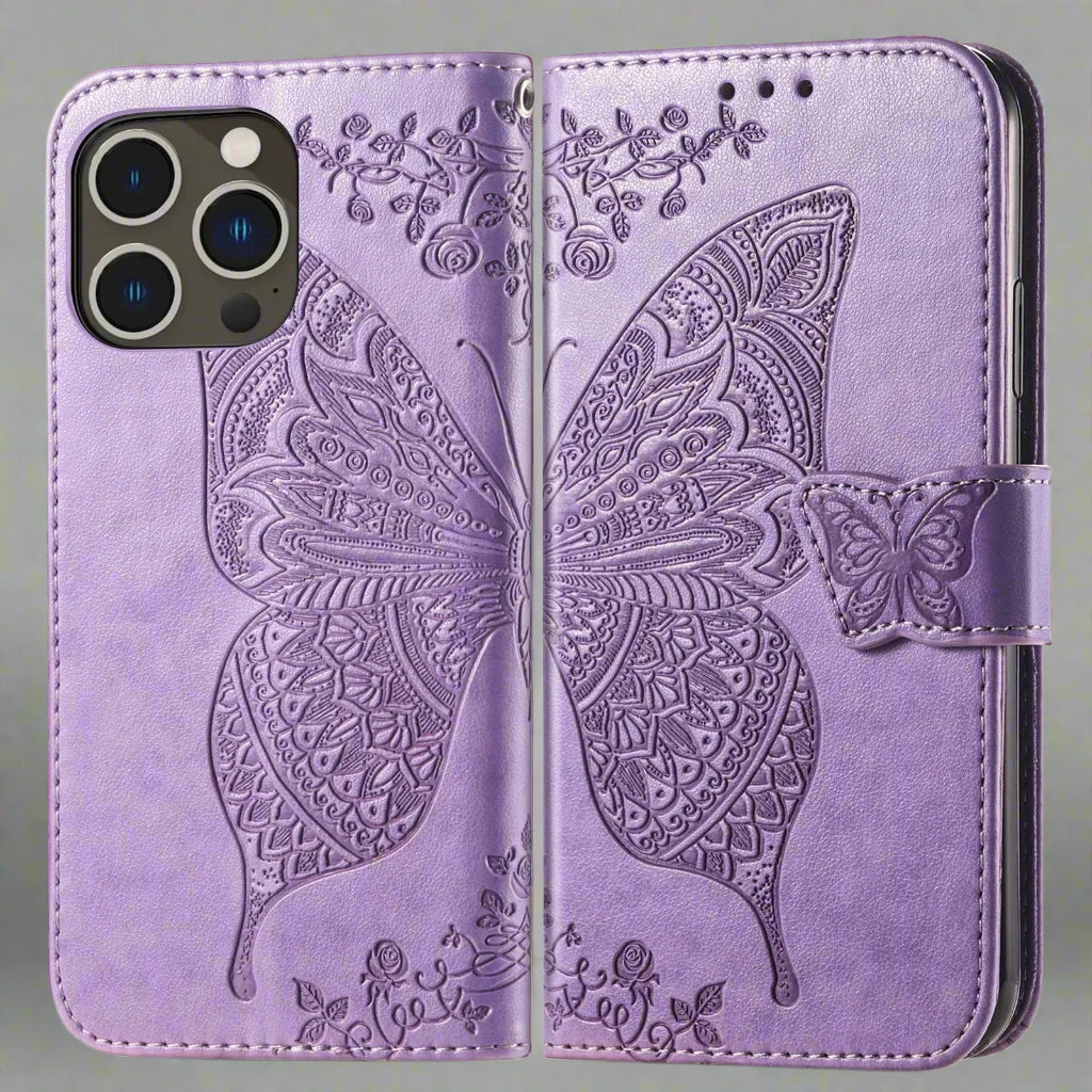 Embossed Butterfly Leather Case