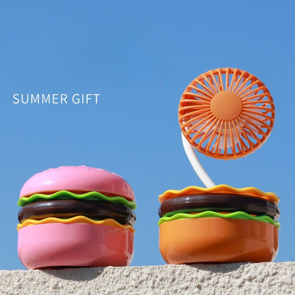 Cartoon Burger Desktop Mini Fan With Mirror