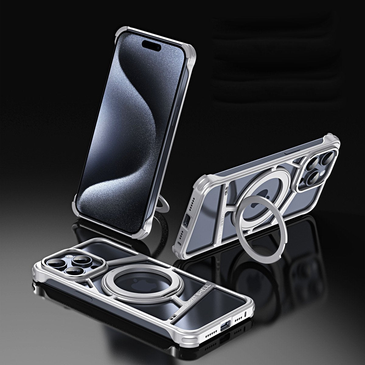 Sleek Metallic Chassis Ring Bracket Case- iPhone