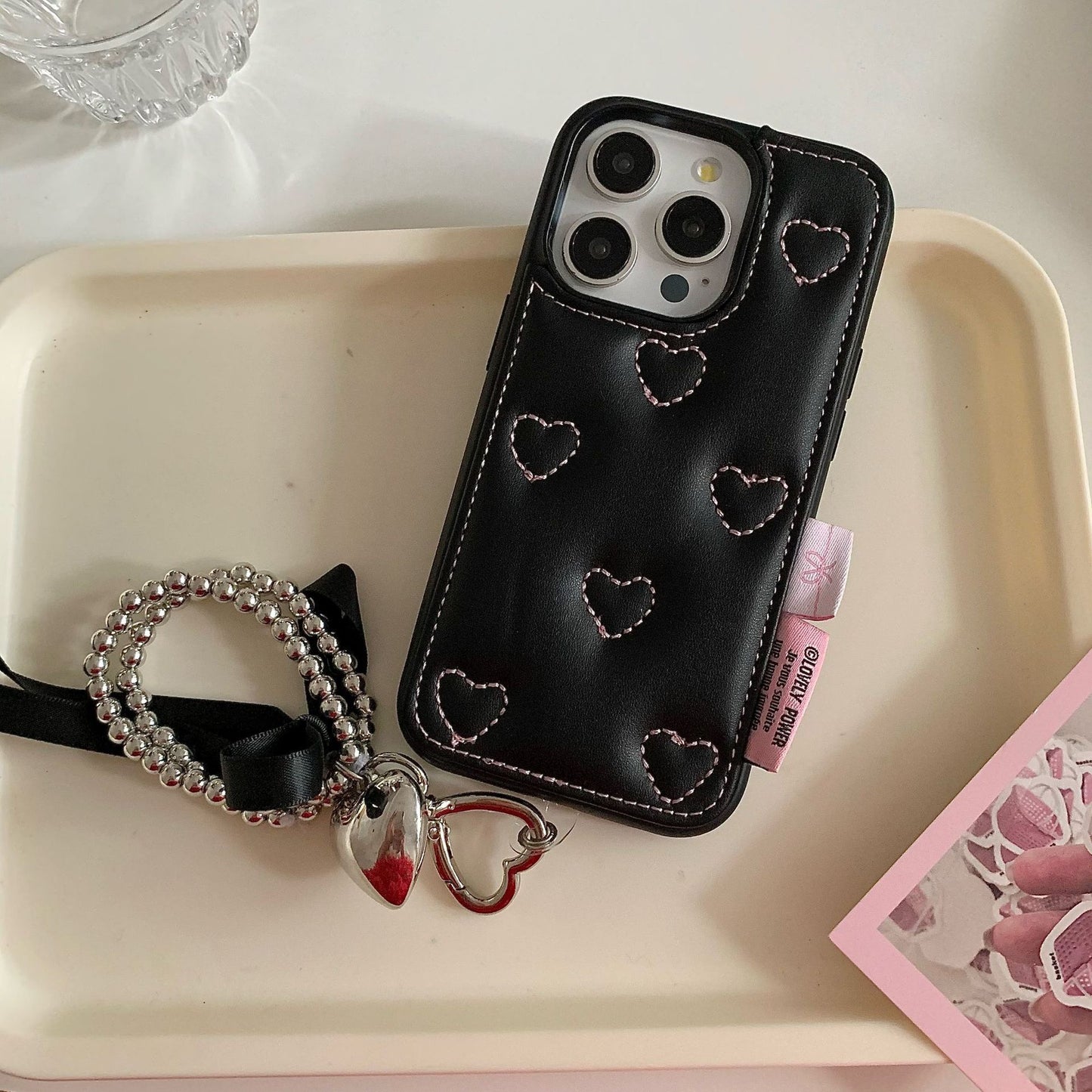 Heart Charm Quilted Phone Case