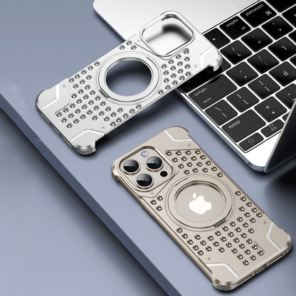 Perforated Magnetic Bracket Metal Case - iPhone