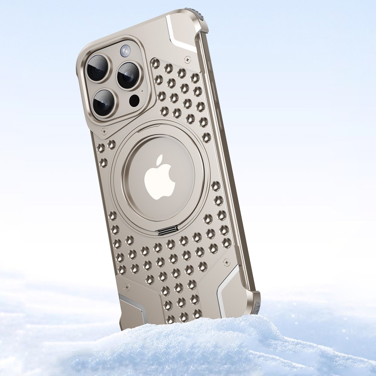 Perforated Magnetic Bracket Metal Case - iPhone