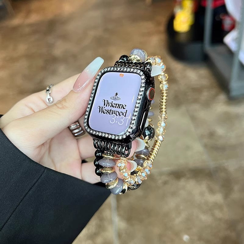 Chic Blush Beaded Strap for Apple Watch