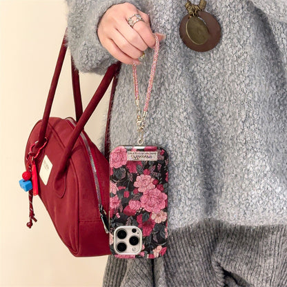 Floral Glitter Phone Case with Strap