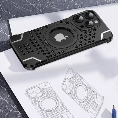 Perforated Magnetic Bracket Metal Case - iPhone