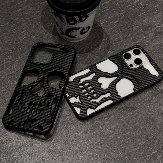 Gothic Carbon Fiber Hollow Skull Case - iPhone
