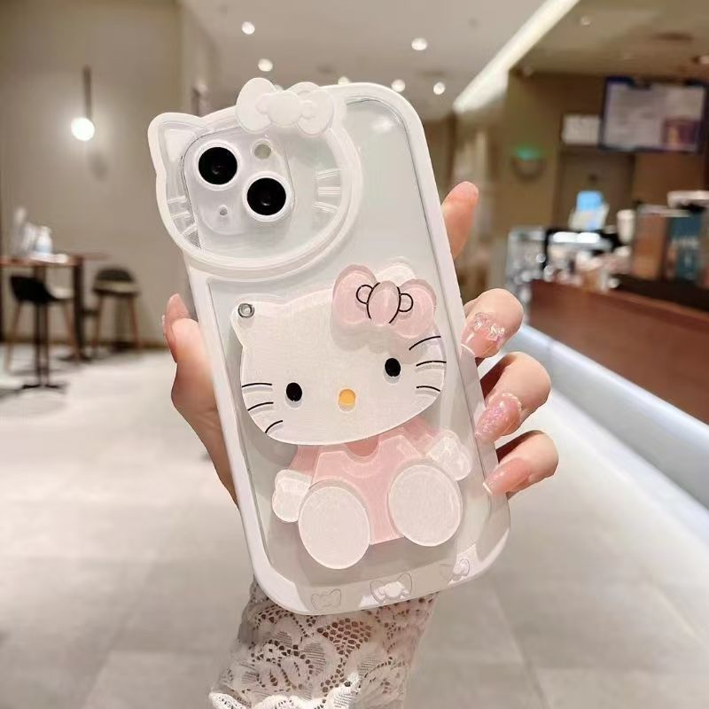 3D KT Cat Makeup Mirror Phone Case