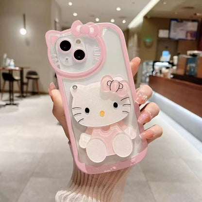 3D KT Cat Makeup Mirror Phone Case