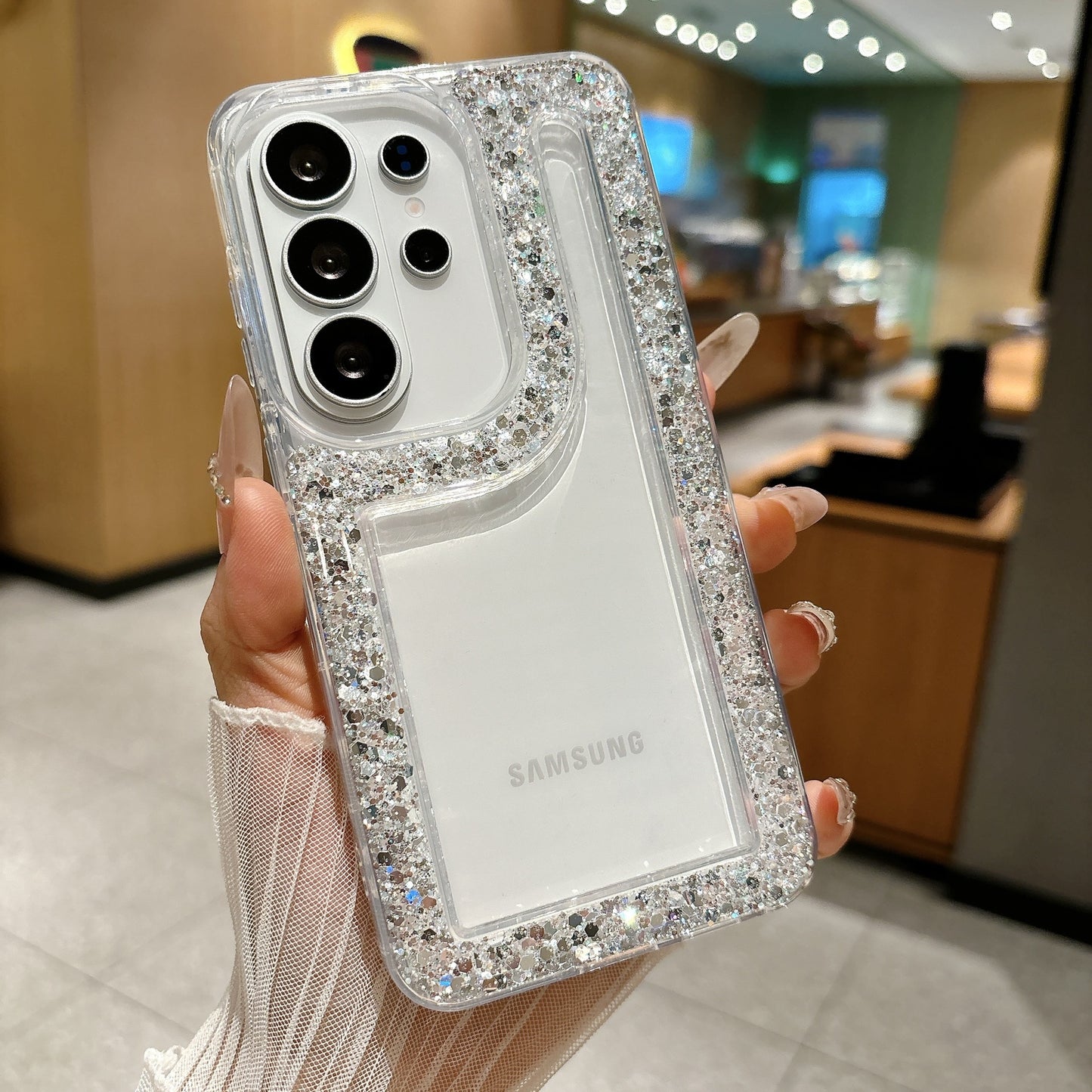 Glitter Frame Edge Crystal Case
