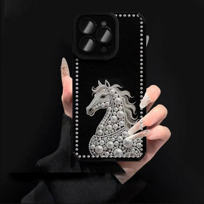 Dark Moon Horse Beaded Strap Case