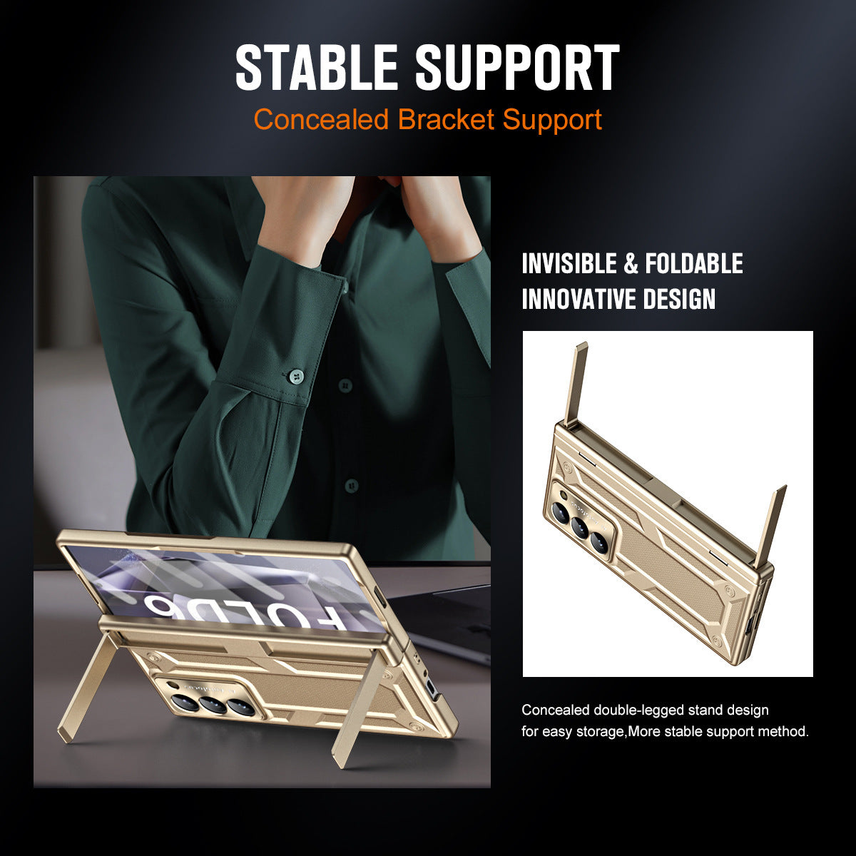Galaxy Z Fold6 Dual Kickstand Folding Spring Loaded Case