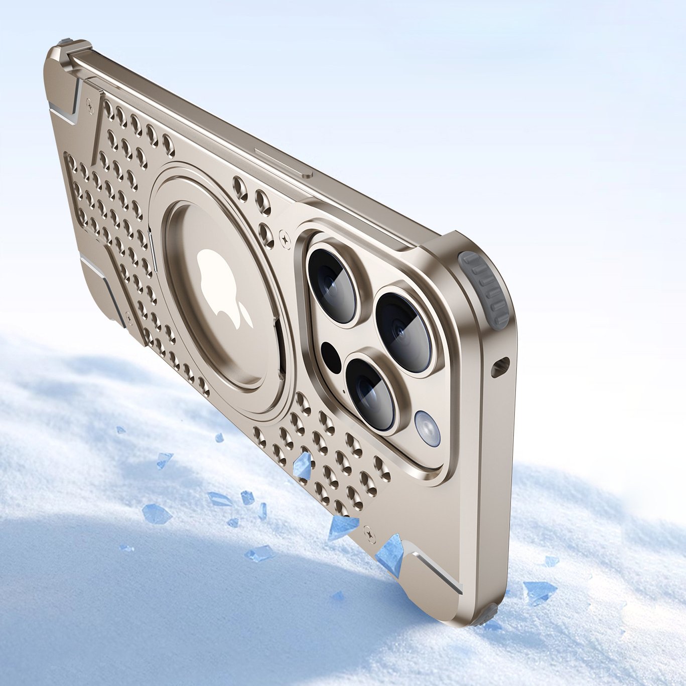 Perforated Magnetic Bracket Metal Case - iPhone