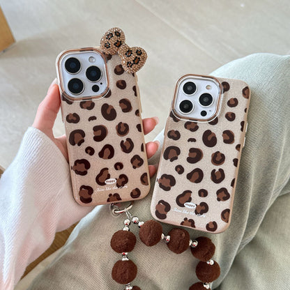 Luxury Leopard Glitter Bow Phone Case