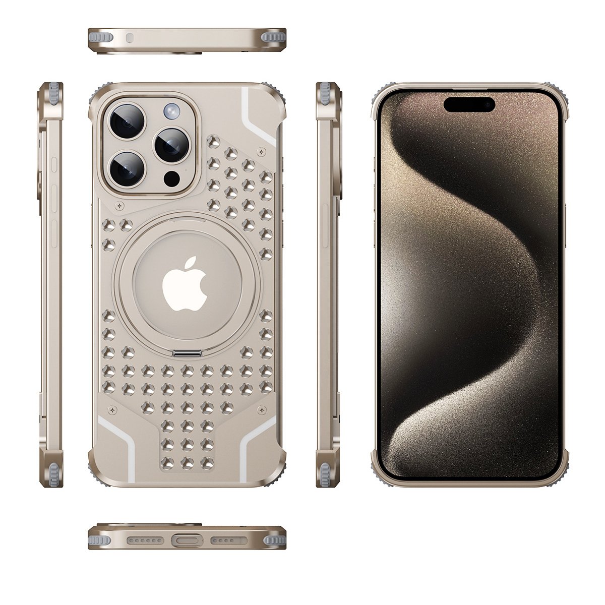 Perforated Magnetic Bracket Metal Case - iPhone