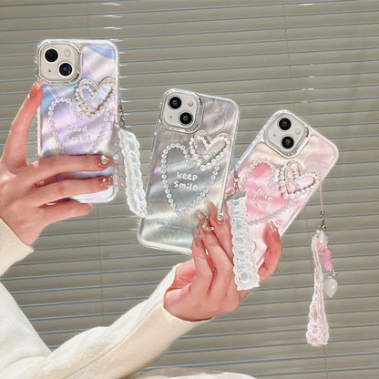 Radiant Sparkle Heart Pearl Case