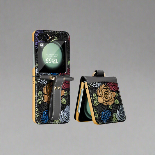 Flower Embossed Wristband Case - Samsung
