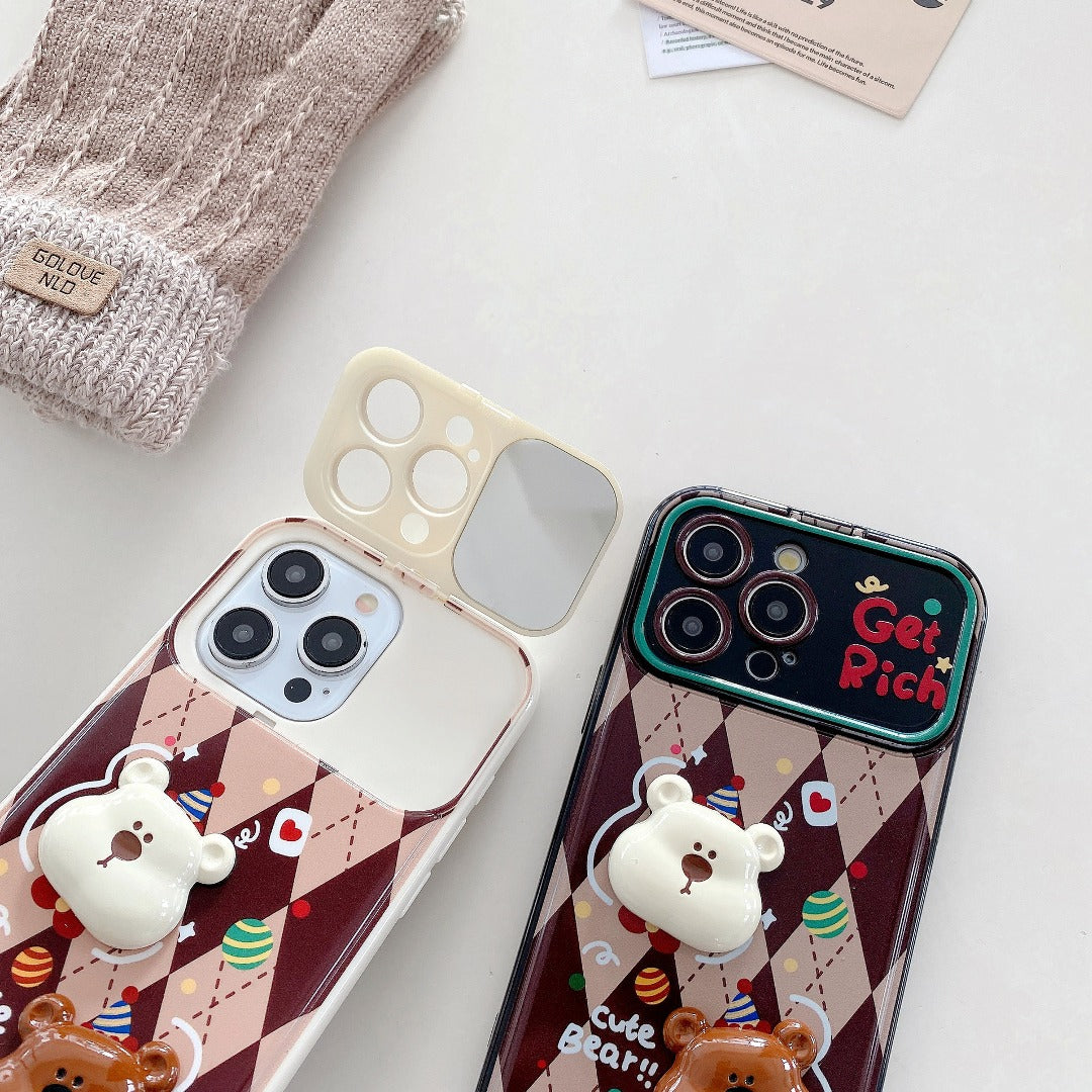 Cartoon Bear Flip Camera Mirror Case