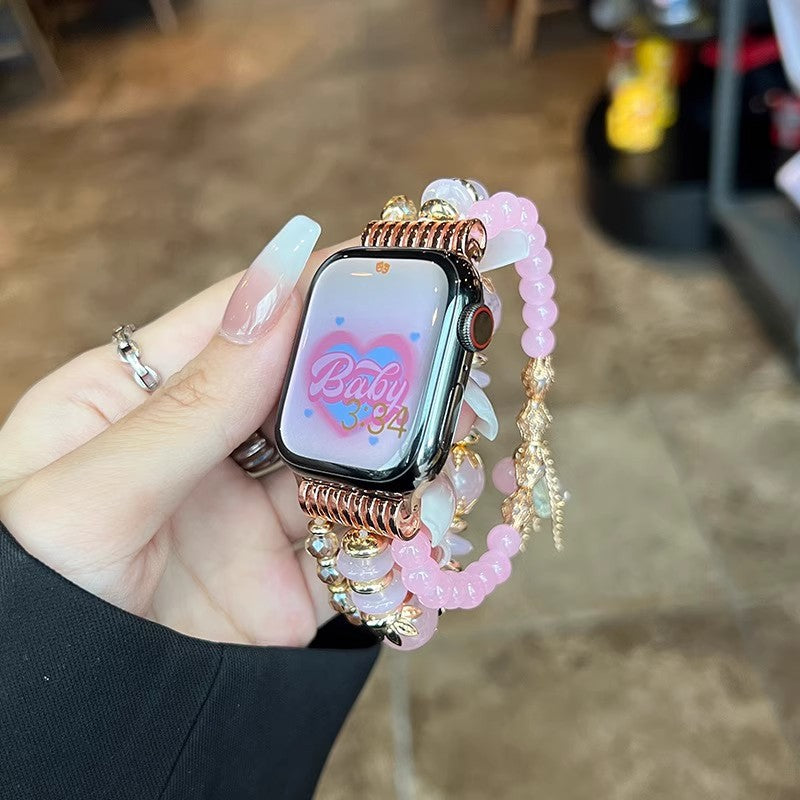Chic Blush Beaded Strap for Apple Watch